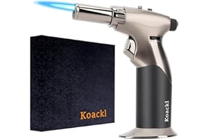 KOACKL Dual Flame Metal Butane Torch Lighter, Refillable Kitchen Torch, Adjustable Flame with Ignition Lock Mini Blow Torch for Cooking, Creme Brulee, Soldering, Welding (Butane Gas Not Included)