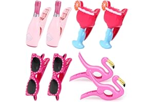 PIKLODO 8 Pcs Beach Towel Clips for Beach Chair Flamingo Beach Towel Holders Clothes Pins Decorative Beach Clips Colorful Towel Clips for Chairs Cruise Patio Beach Pool Home