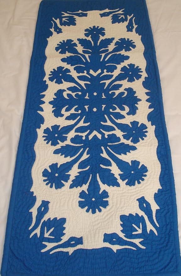 Hawaiian quilt wall hanging table runner 100 hand quilted