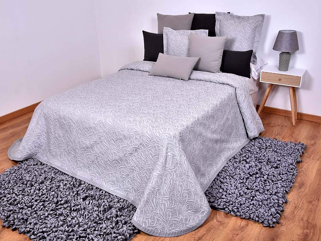 MI CASA 200 x 270 Grey Bamboo Bedspread (105), 80% Cotton, 20% Polyester