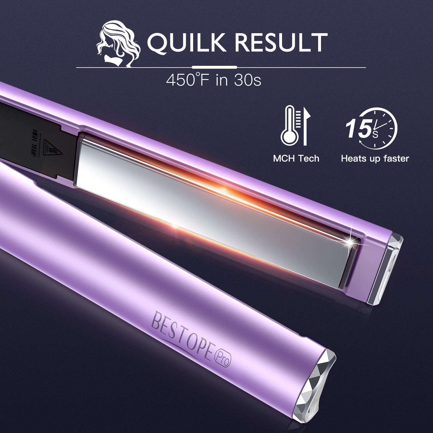BESTOPE Hair Straightener and Curler 2 in 1 Flat Iron for Hair with Detachable Power Cord Tourmaline Ceramic Hair Straightener Hair Styling Tools Adjustable Temperature 265℉-450℉ : Beauty
