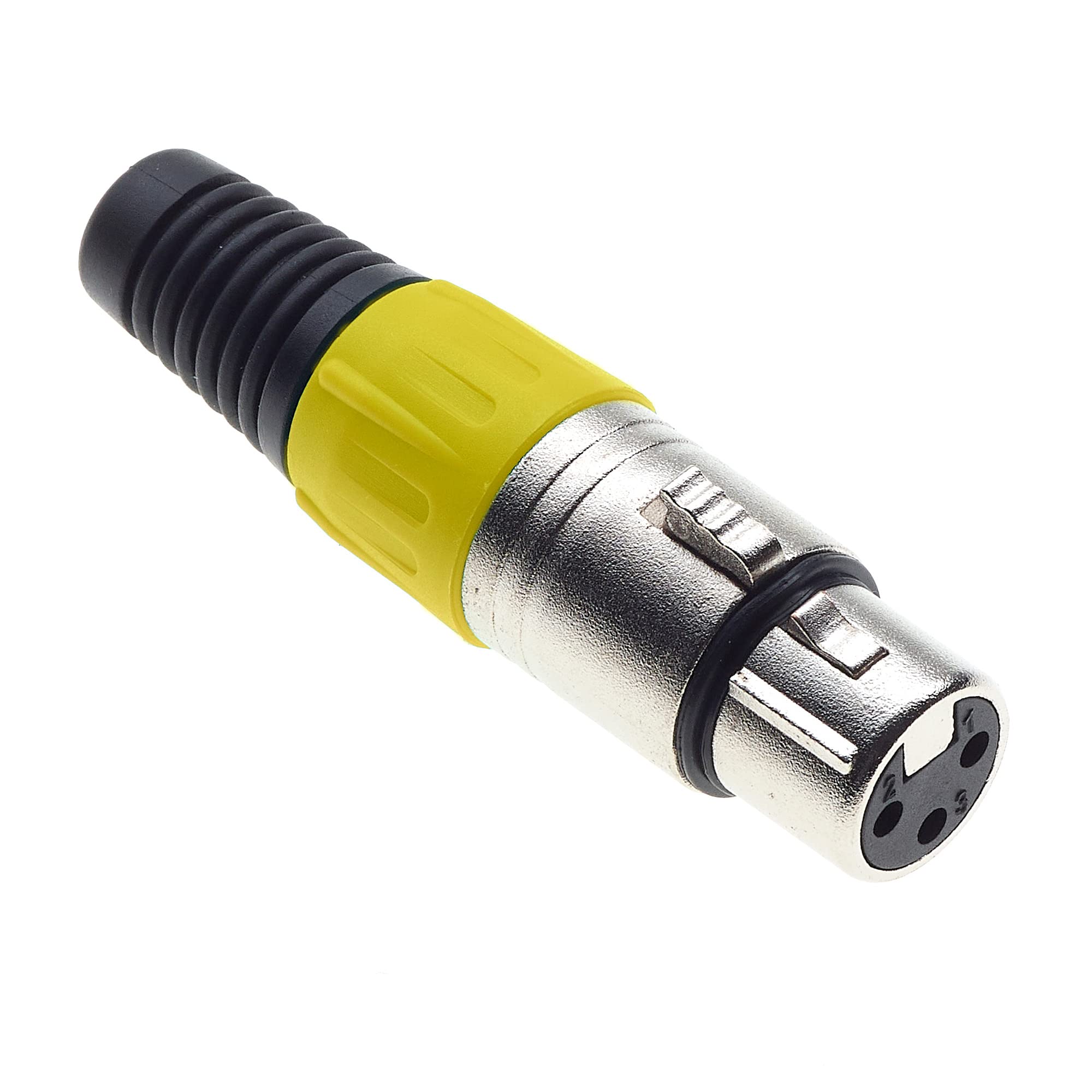 Keple 3 Pole XLR Socket, Yellow - Female Audio Mic Microphone DMX Plug Jack Socket, Nicked-Plated Adapter, Metal Construction Connector With Plastic Housing — image 1