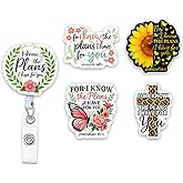 (5Pcs) Jeremiah 29 11 for I Know The Plans I Have for You Holographic Christian Badge Reels, Inspirational Retractable ID Holder Clip, Faith Gifts for Nurse Teacher Student Office Worker