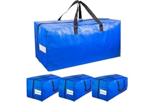 DINRUIAG Extra Large Moving Bags with Strong Handles, 4 Pack Heavy Duty Storage Bags with Smooth Zipper, Oversized Storage Tote for Clothes Moving Supplies Dorm Essentials Household Containers
