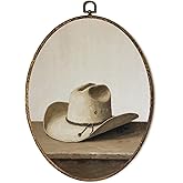 OINDADE Vintage Cowboy Hat Oval Wall Art Decor, Western Cowboy Hat Wall Art Hanging Decor, Retro Rustic Western Southwestern 