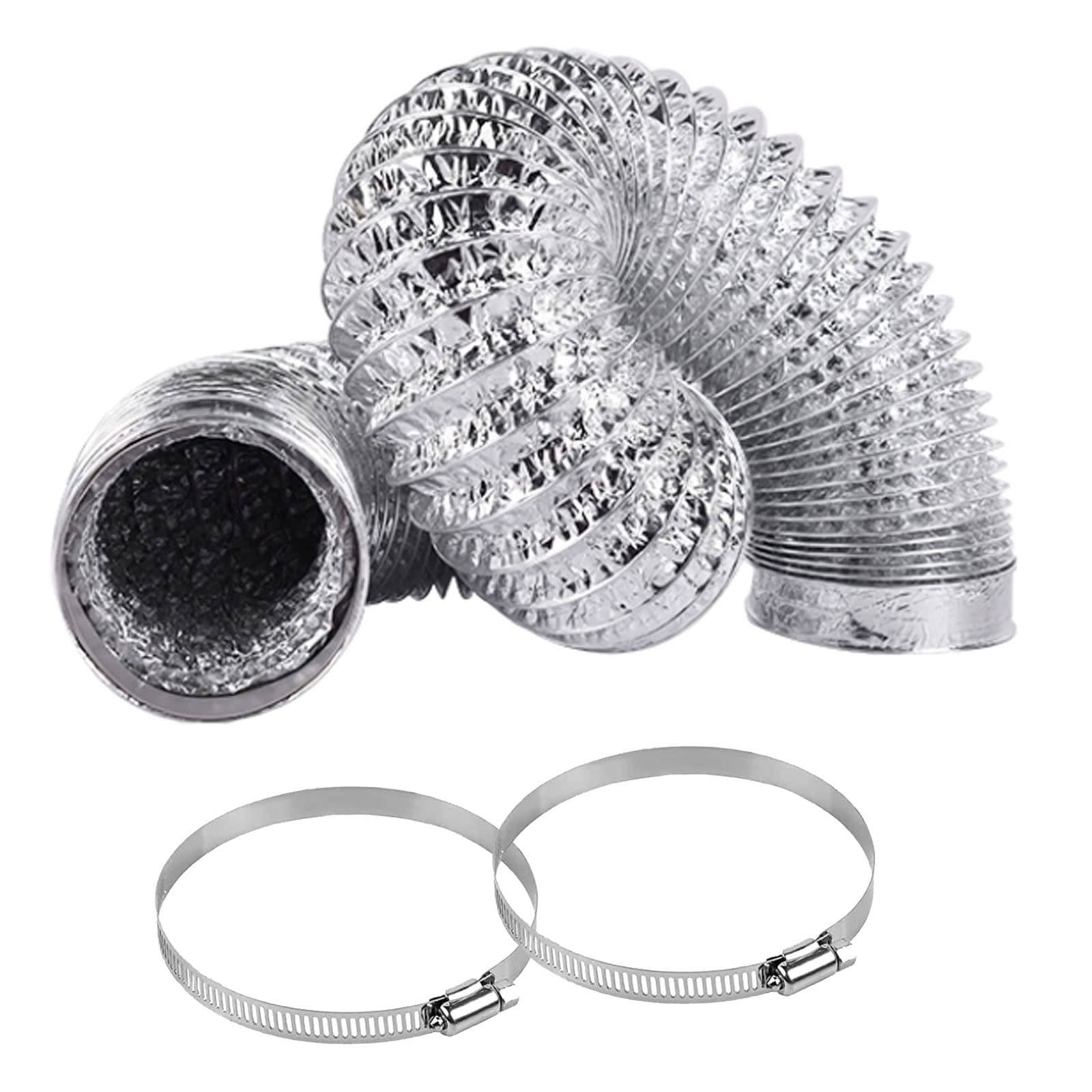 Gad2go Aluminum Air Duct 4 Inch 5 Feet (1.5m) Long Aluminum Foil Ventilation Ducting Flexible Hose for Extractor Fan,Cooker Hood,Tumble Drier,Grow Tents