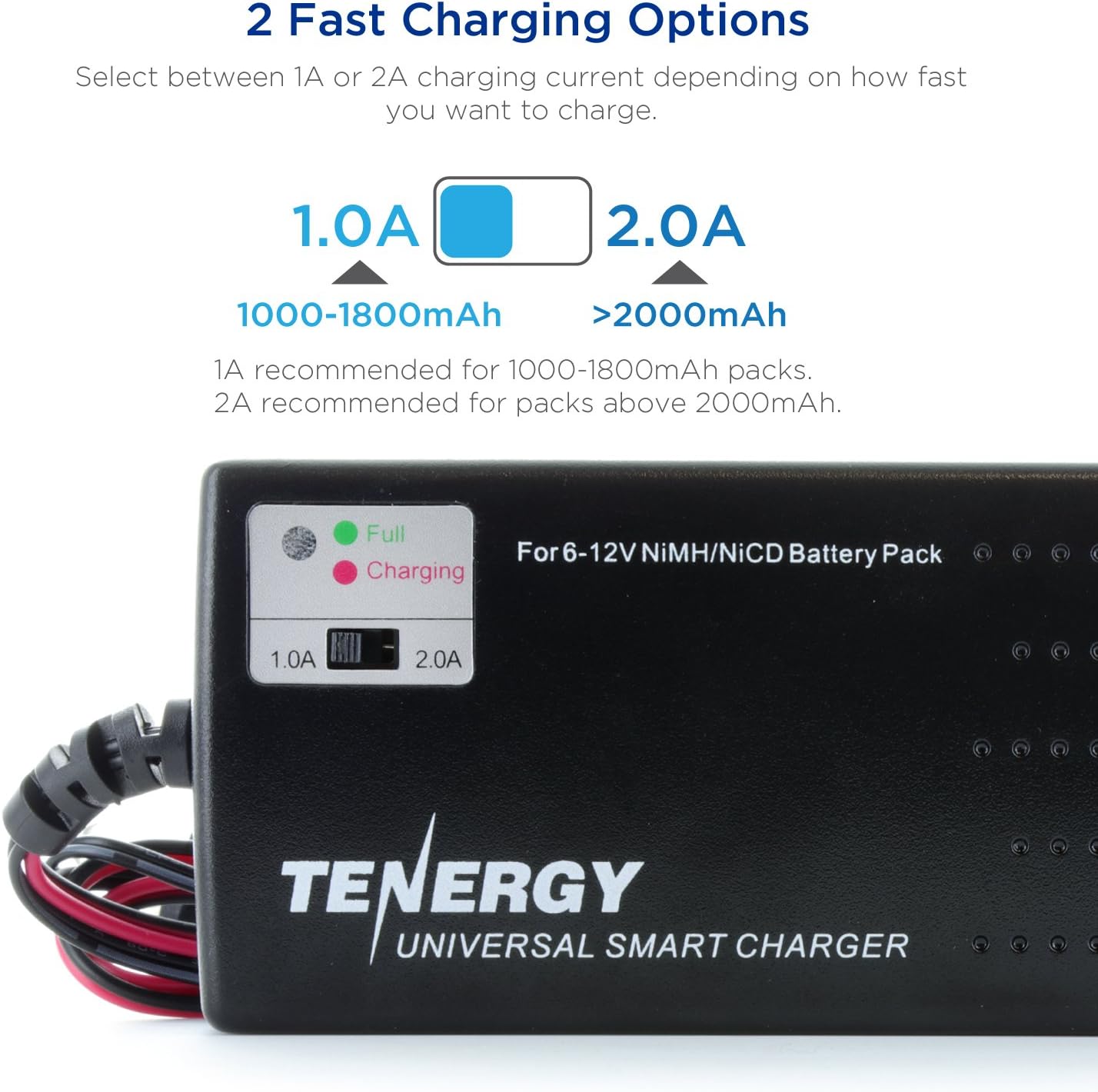 Tenergy Universal RC Battery Charger for NiMH/NiCd 6V-12V Battery Packs, Fast Charger for RC Car, Airsoft Batteries, Compatible with Standard Size Tamiya/Mini Tamiya/Alligator Clips Connectors 01025: Toys & Games