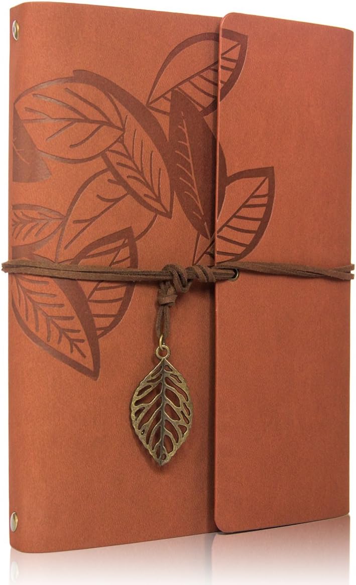 Scrapbook Photo Album,Vintage DIY Leather Scrapbooking "Maple Leaf" Retro Memory Photo Book Wedding Guestbook 60 Pages Sketchbook Unique Gift for Birthday Anniversary Father Mother's Day(Maple Red)