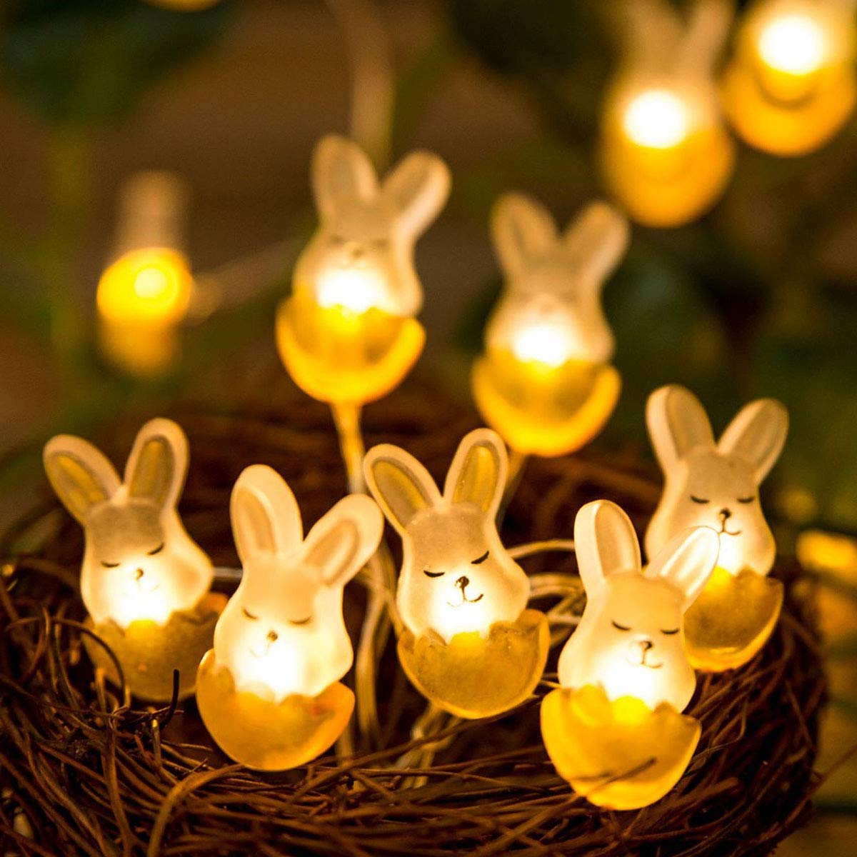 KINGCOO Easter Decoration Lights, 10ft 30 LEDs Rabbit Bunny Easter Copper Wire Lights String Battery-Operated for Easter Show Bedroom Wall Balcony Garden DIY Pary Home Décor(Warm White)