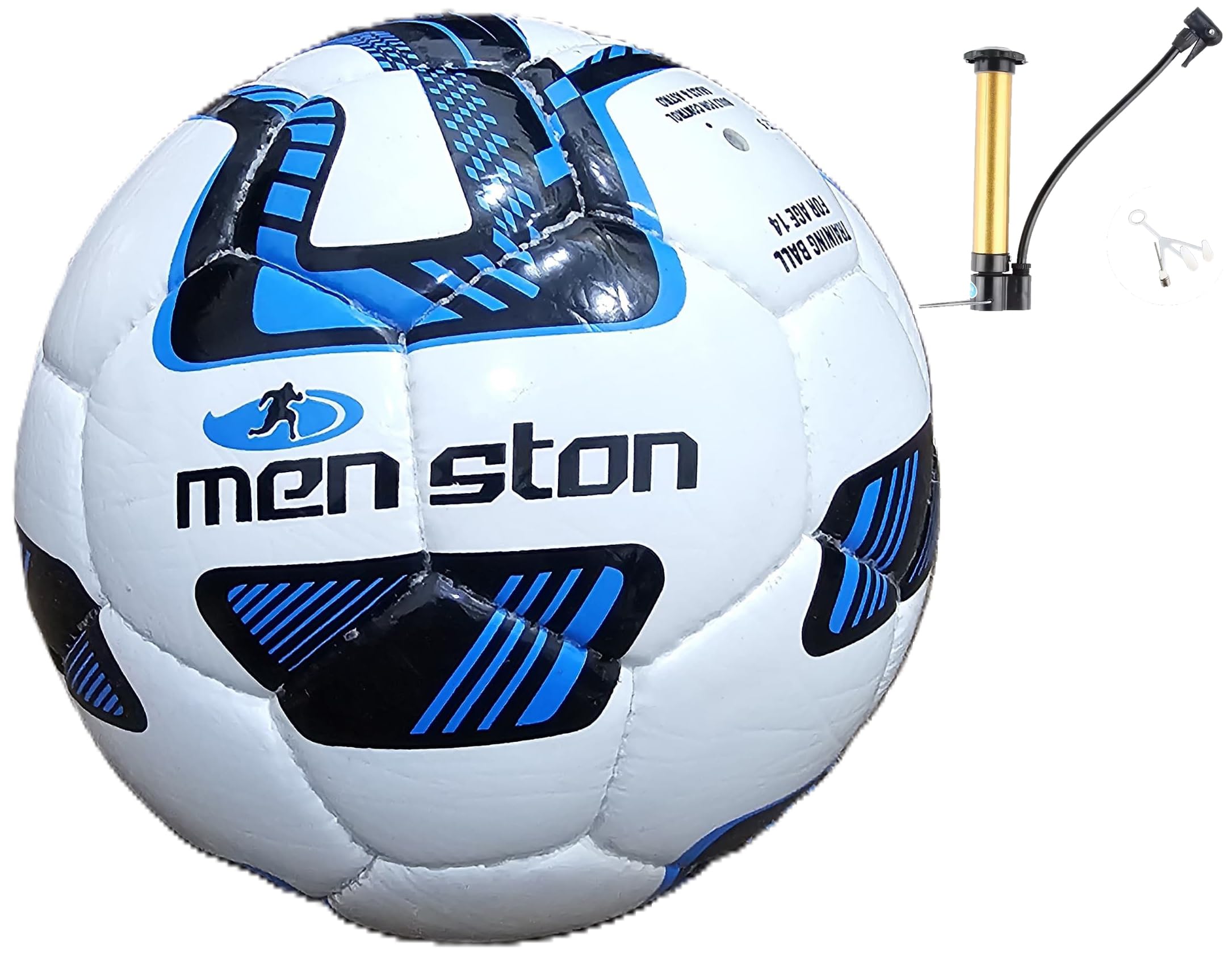 Mens League Match Football Adults Training Soccer Ball Hand Stitch PU Soft Foaming Skin Football Size 5 (Football + Pump)