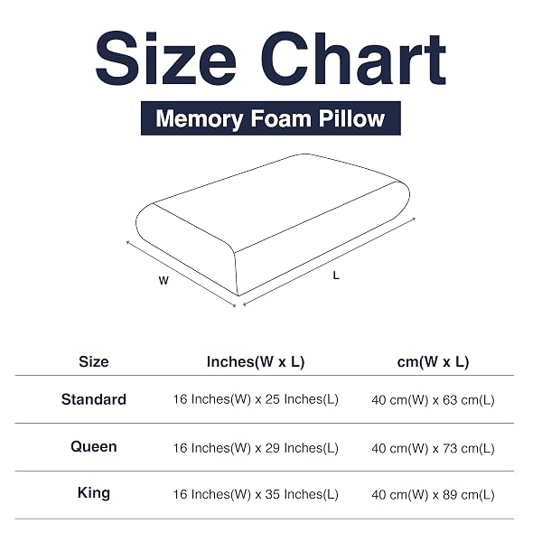 CASUAL LIVING MEMORY FOAM PILLOW QUEEN SIZE BED PILLOW INSERT WITH HYPOALLERGENIC REMOVABLE MACHINE WASHABLE COVER FOR BACK STOMACH AND SIDE SLEEPERS, QUEEN 16-INCH X 29-INCH, WHITE