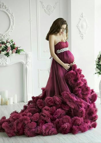 Amazoncom Maternity Ruffled Tulle Dress Photoshoot Maternity Gown