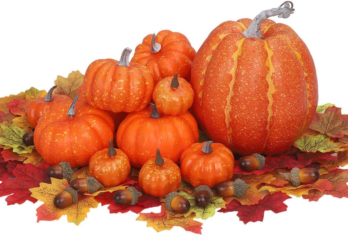 Small Plastic Artificial Pumpkins for Decorating 12pcs
