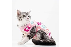 TORJOY Cat Professional Surgical Recovery Suit,E-Collar Alternative for Cats Dogs,After Surgery Wear, Pajama Suit,Home Indoor Pets Clothing Doughnut M