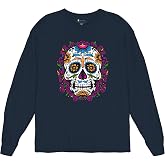 Floral Sugar Skull Day of The Dead Long Sleeve T-Shirt Dia de Muertos Calavera