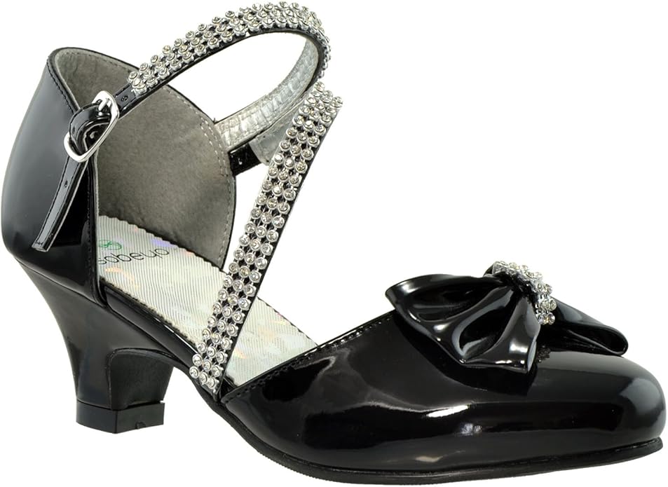 Buy SOBEYO Girls Dress Shoes Rhinestone Bow Accent Kitten Low Heel