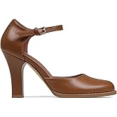 MeiLuSi Womens Chunky High Heels Closed Toe Heels Ankle Strap Pointy Pumps Vintage D'Orsay Dress Party Shoes Mary Janes