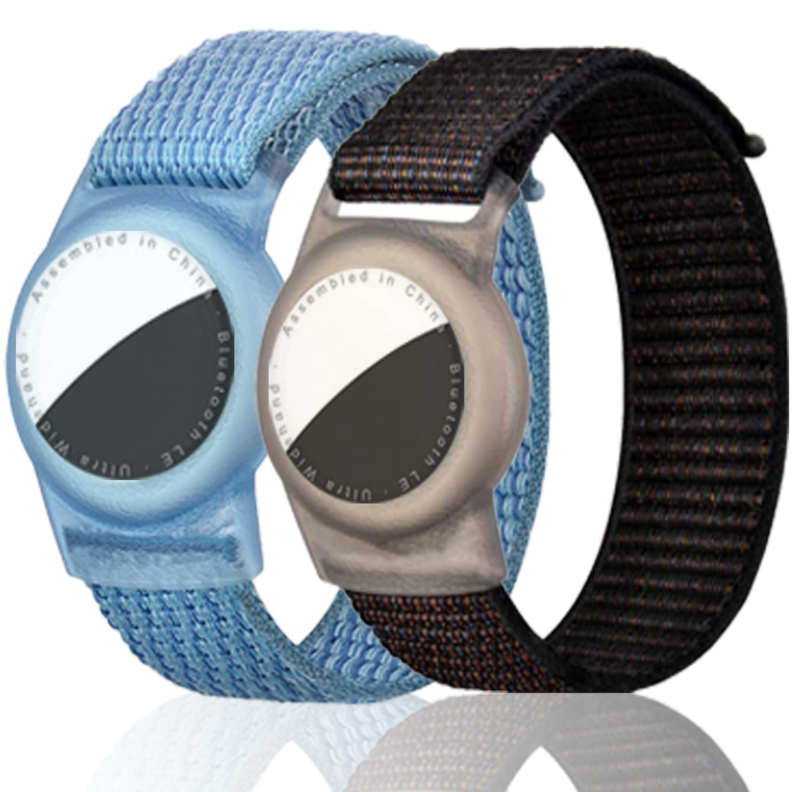 Dingfeiyu Pack of 2 Children's Airtag Bracelet, Anti-Scratch GPS Bracelet for Children or Adults (Black + Blue)