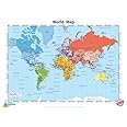 Little Wigwam World Map Chart - Tear-Resistant Educational Poster (24 x 17 inches)