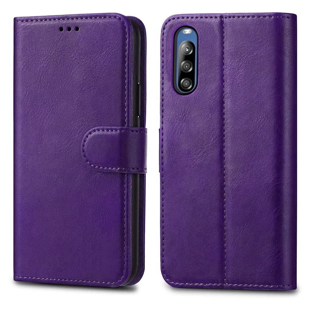 GAPlus Sony Xperia L4 Leather Case - Premium Wallet Case Leather Flip Cover For Sony Xperia L4 6.2" [Card Holder] [Magnetic Closure] (Purple)