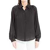 Max Studio Women's Button Front Collared Blouse
