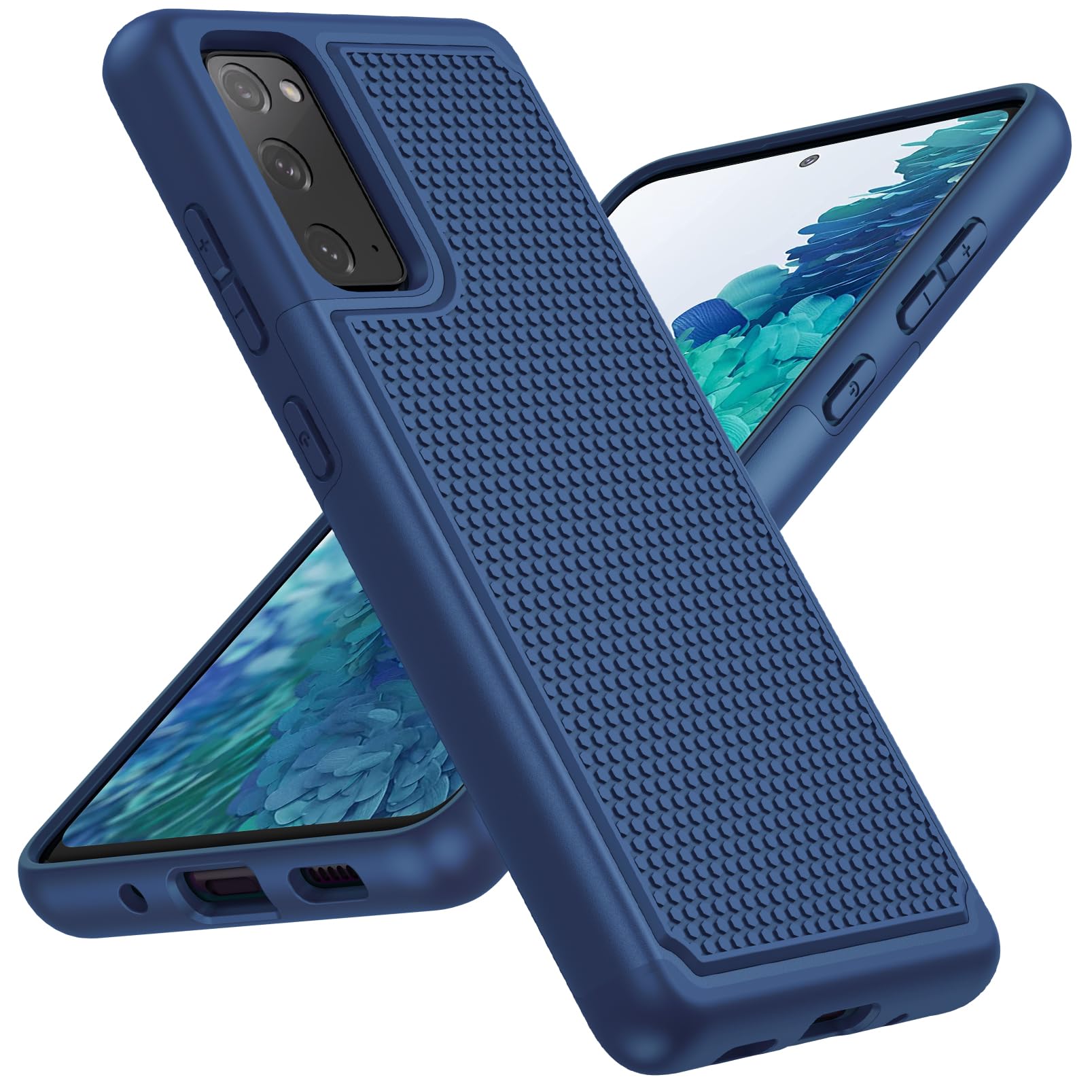 UNPEY for Samsung S20 FE Case: Dual Layer Shockproof 5G Phone Protection | Matte Anti-Slip Textured | Military Rugged Protective Cover - Navy Blue