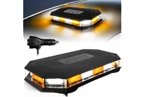 ASPL 16.5 Inch Roof Top Beacon Emergency Strobe Light 56 LED Magnetic Warning Caution lights bar Traffic Hazard Plow Light for Trucks Vehicles Construction Snowplow (Amber/White)