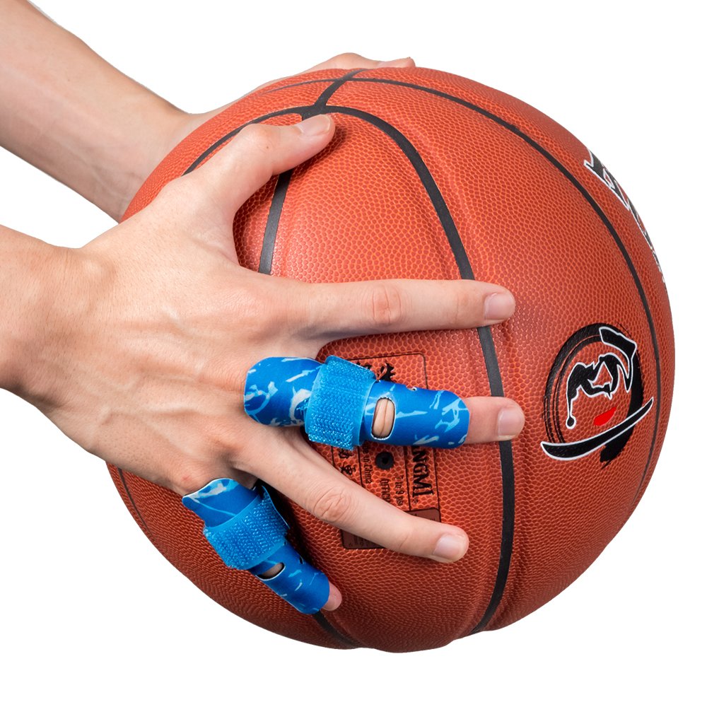 Kuangmi Finger Sleeve Support Protector Prevents Finger Injury During Sports 2 Piece (Blue, S/M)