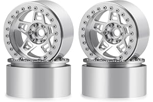 DEWOKI 2.2 Beadlock Wheels Rims Aluminum Alloy 4Pcs for AXIAL SCX10 90046 1/10 RC Crawler Upgrade, Silver