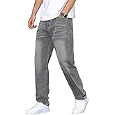 JMIERR Mens Classic Relaxed Fit Jeans Stretch Casual Baggy Denim Pants