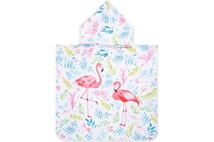 ASPMIZ Flamingo Beach Towel Hooded Kids, Microfiber Hooded Bath Towel Lightweight, Soft Absorbent Beach Towels for Boys Girls Children, Cute Hooded Towel for Bath Swim Travel Shower Decor, 24" x 47"