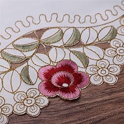 WELLYUK 17 Inch X 11 Inch Embroidered Rose Red