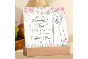 ZAGKOO Mom Ceramic Plaque - Mothers Day Gifts for Mom from Daughter, Son - Valentine Birthday Christmas Gifts Ideas for Moms, Step Moms, Mama - Mother Appreciation Sign, Thank You Mum Plaque Home Decoration