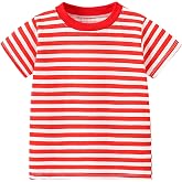 YAGATA Toddler Boys Girls T Shirt Kids Cotton Striped Shirt for 1-8 Years | Colorful Crew Neck Short Sleeve Tee Tops Blouse