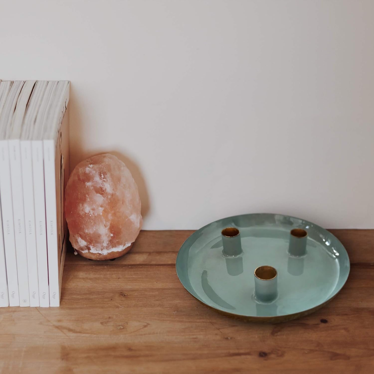 Allegorie Candle Holders for Dining Table Centrepieces | 3 Candle, Turquoise and Gold Candleholder | Create Boho Scandinavian Decor with a Candle Plate, Stand and Tray | Metal Candlestick Holder: Home & Kitchen