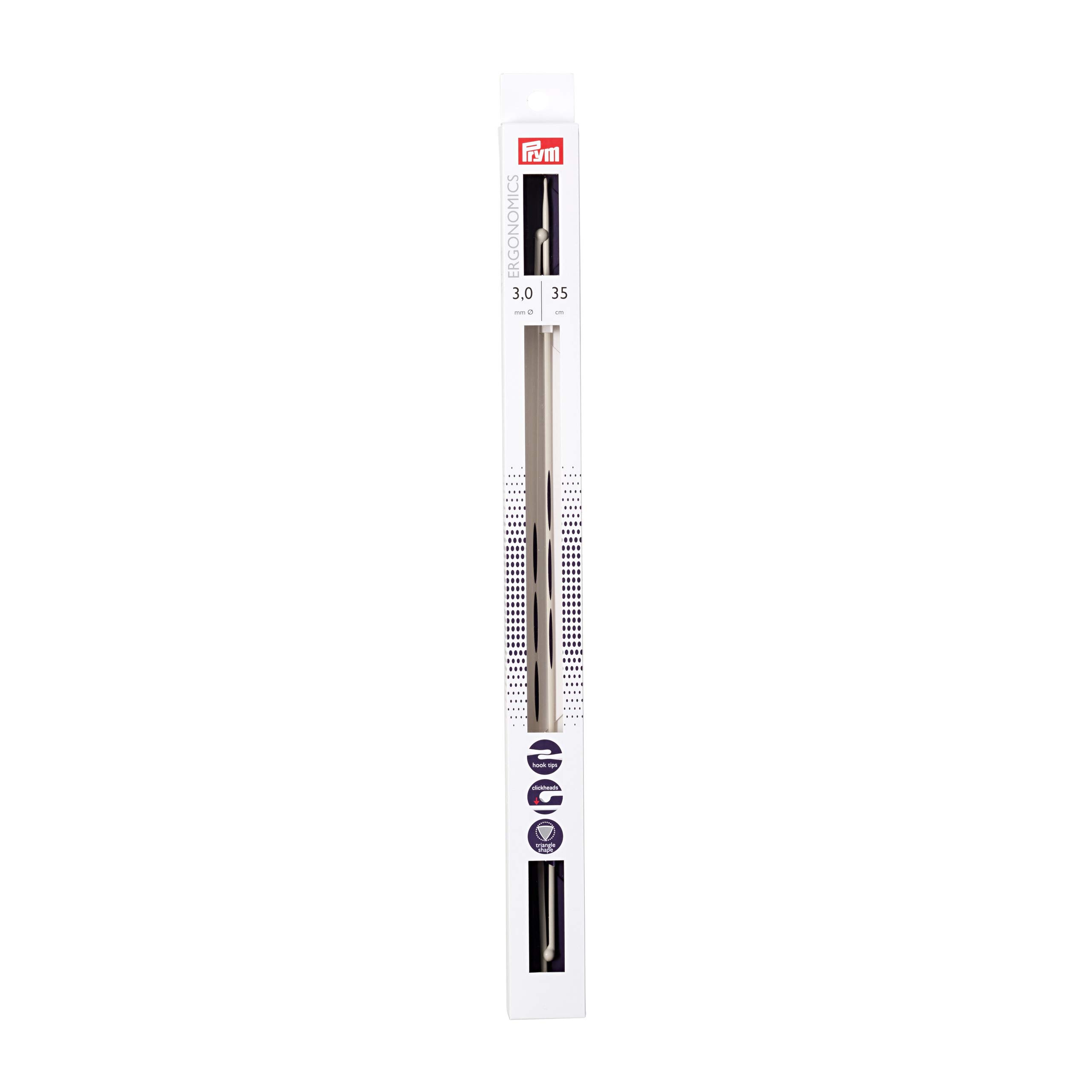 Prym Single-Point Ergonomic Knitting Pins/Needles, Metal, Multi-Colour, 3 mm, 35 cm Length, 1-Pair