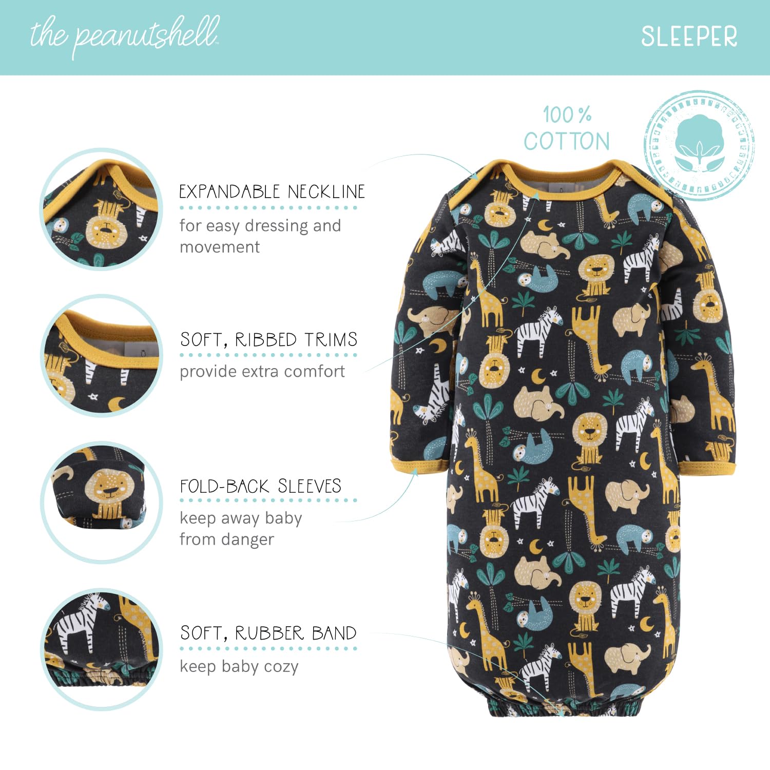 The Peanutshell Baby Layette Gift Set for Baby Boys - 16 Piece Boy Baby Clothes Newborn to 9 Months - King of the Jungle