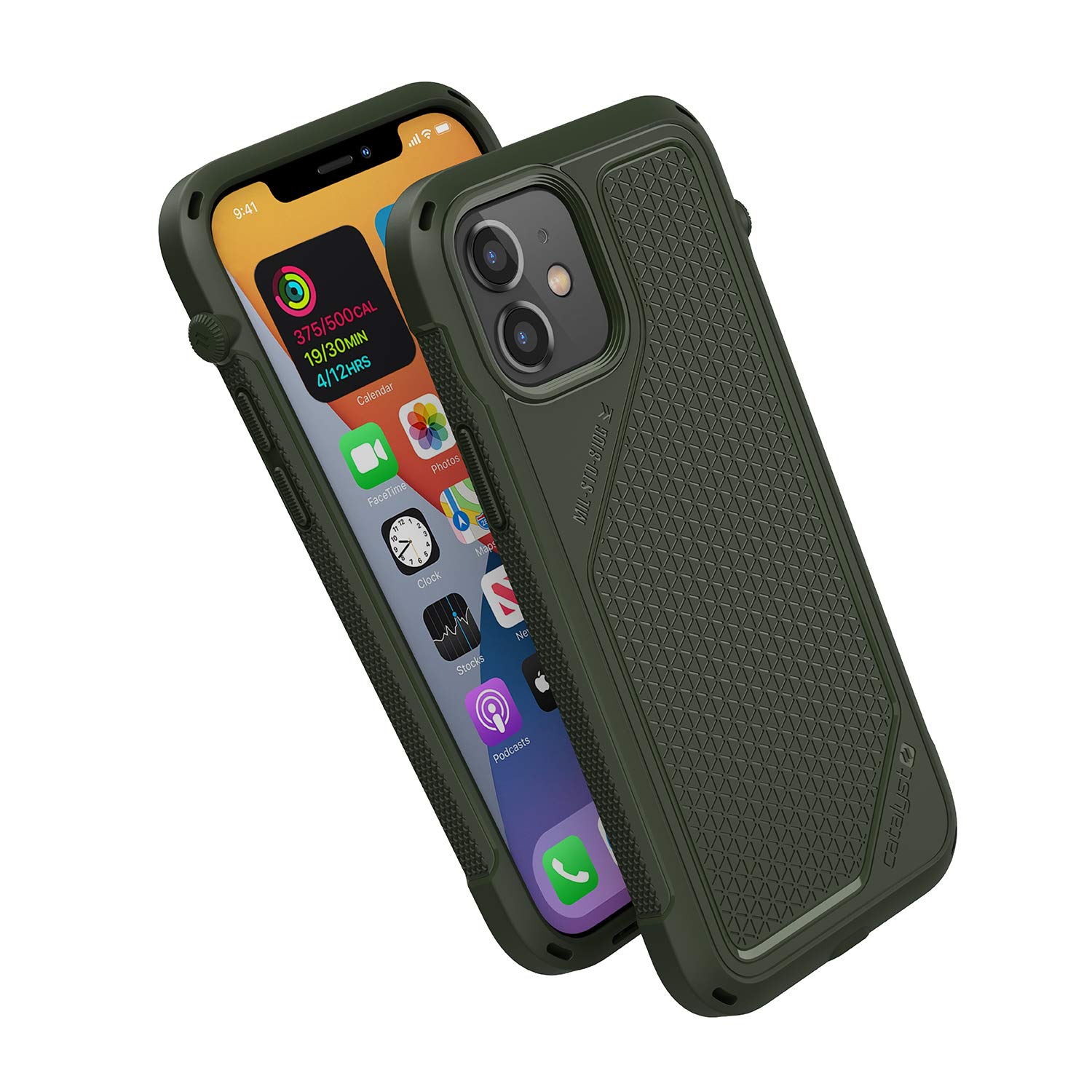 Catalyst Vibe Series Case Designed for iPhone 12/12 Pro, Compatible with MagSafe, Patented Rotating Mute Switch, 10ft Drop Proof, Crux Accessories Attachment System Army Green