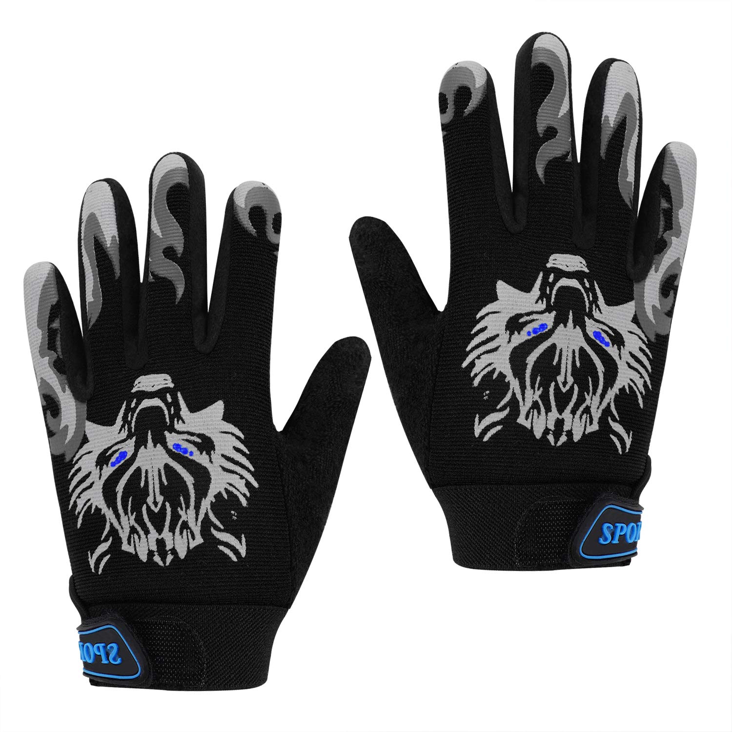 Kid’s Cycling Gloves Non-skid Full Fingers Gloves for Kids 5-10 Years Old Boys Girls Warm Sports Mitten Gloves for Cycling Skiing Running Biking (black)