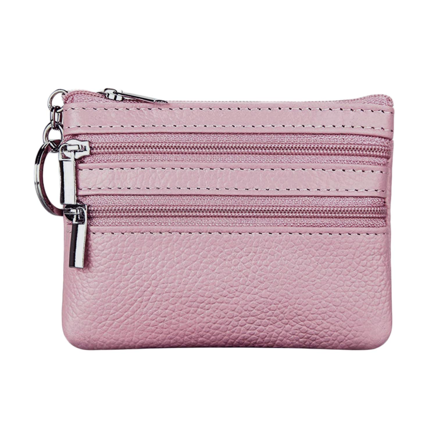 SunTrader Women Ladies Genuine Leather Small Coin Card Key Ring Wallet Pouch Mini Purse (Cameo)