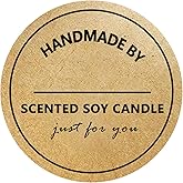 Besttile Handmade with Love Stickers,2 Inch Candle Canning Supplies,DIY Candle Warning Labels for Small Business,Boutiques,500 Pcs Per Roll