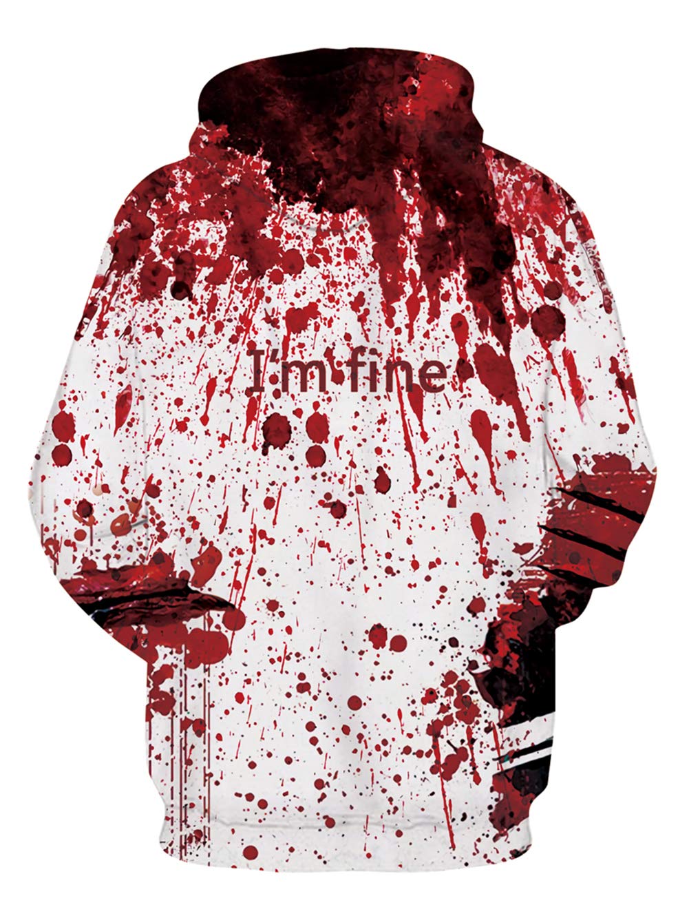 Men\'s Novelty Hoodies Spring Blood Drop I\'m Fine O-Neck Realistic Loose Fit Big Pocket Creative Teenage Guys Street Style Eye-Catching Sweatshirt for All Hallows\' Day Activity (Halloween C,XXL/XXX)