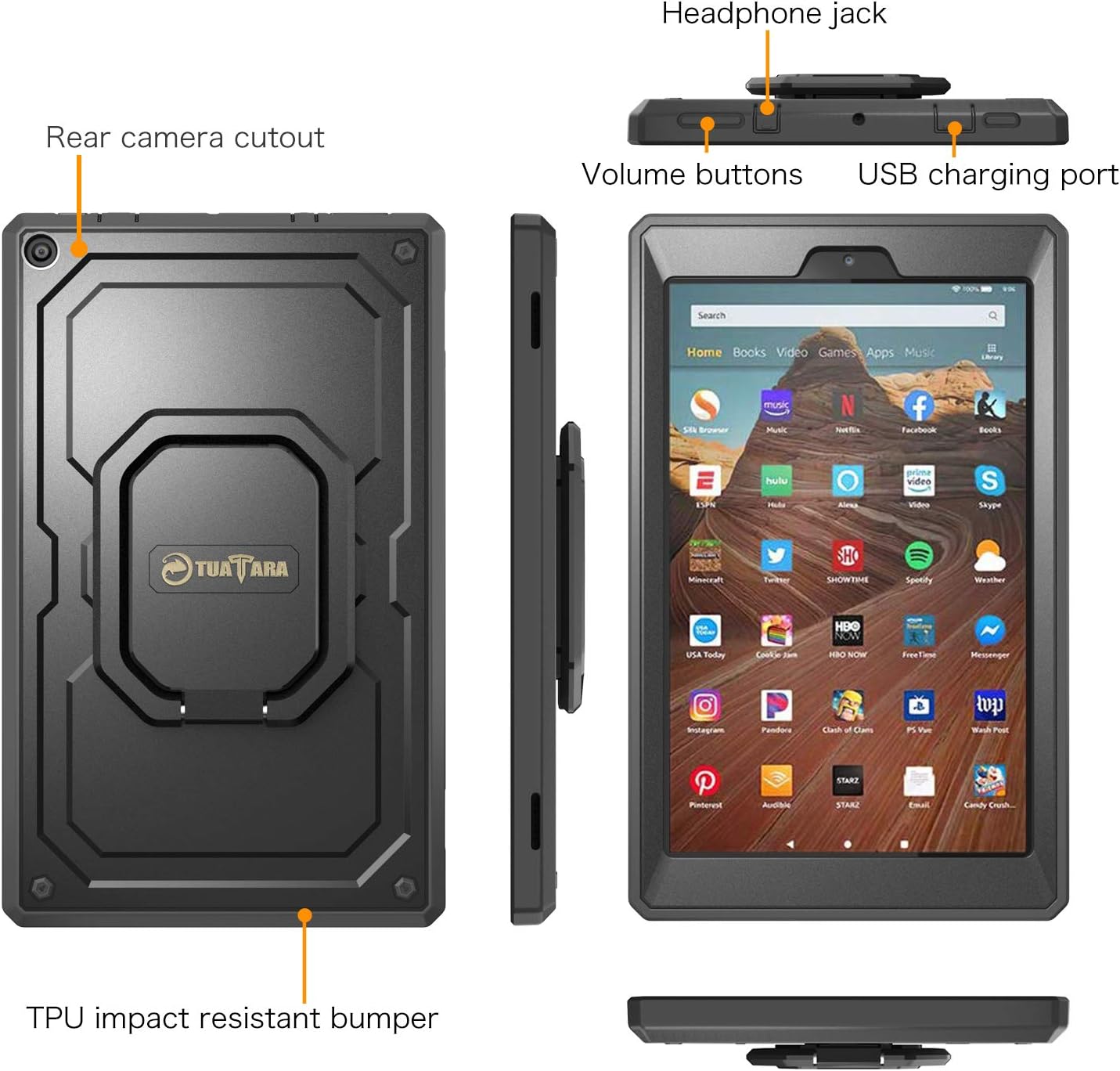 Amazon Co Jp Fintie Fire Hd 10 ケース All New Amazon Fire Hd 10 タブレット 17 New モデル 保護カバー バンパー 360 回転スタンド グリップ付き 耐衝撃 全面保護型 アーマートカゲケース 家電 カメラ