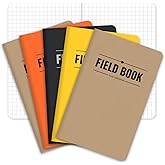 Elan Publishing Company Field Notebook/Pocket Journal - 3.5"x5.5" - Combination of Kraft, Black, Orange, Yellow - Graph Memo Book - Pack of 5