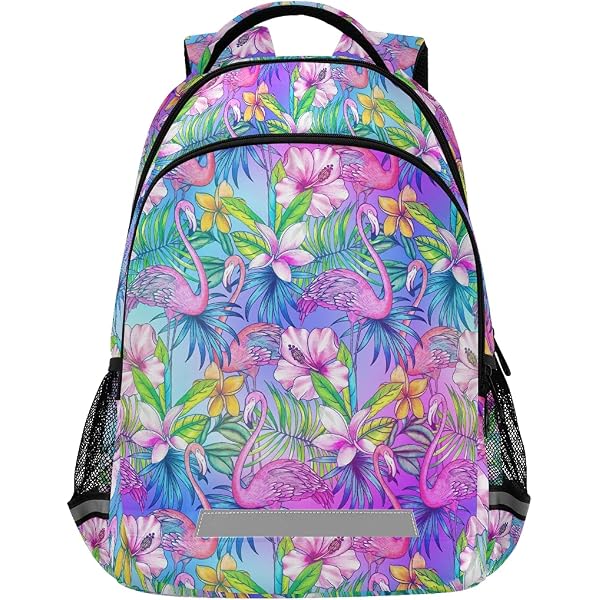 Amazon.com | VEKELEE Tropical Floral White Hibiscus Backpack  display picture 3
