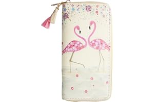 MAYEBRIDGE Timlee Cute Unicorn Long Wallets Pink Flamingo Wallets With Tassels Long Purse Girls Christmas Gift(Flamingo)