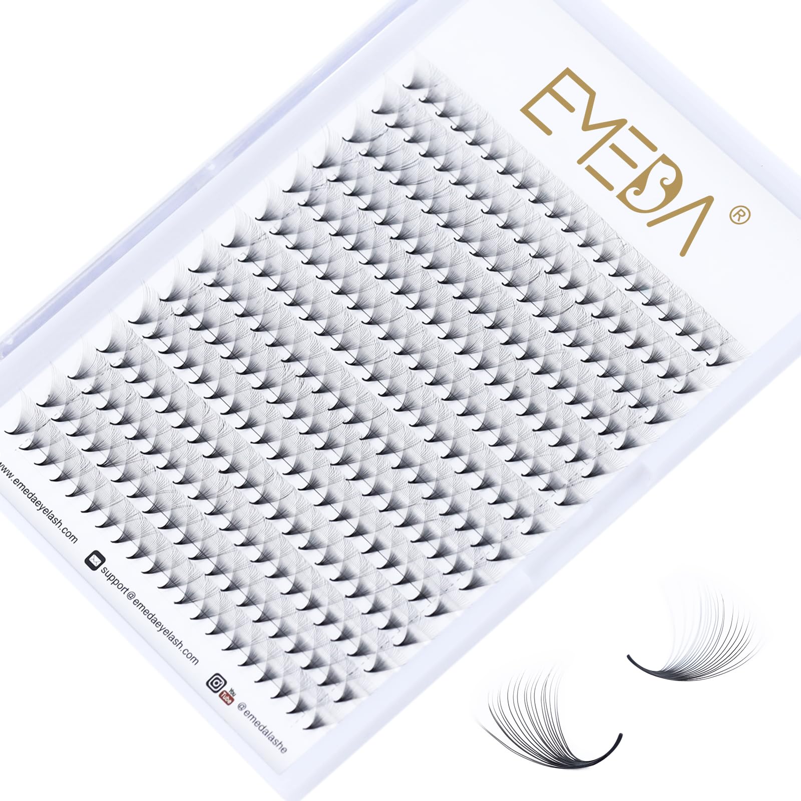 EMEDA 20D Pre made Fan Eyelash Extensions 8mm D curl 0.05mm 20D Russian Volume Lash Extensions Premade Lash Fans 20D Cluster Lashes 0.05 D (20D 0.05-D-8mm)
