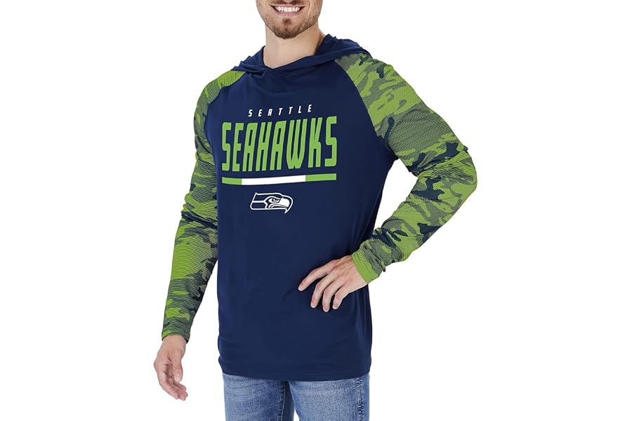 Zubaz NFL Men's Grey Lightweight Pullover Hoodie with Camo Print Sleeves (Small - 5X-Large) | Officially Licensed, Men's, Lig