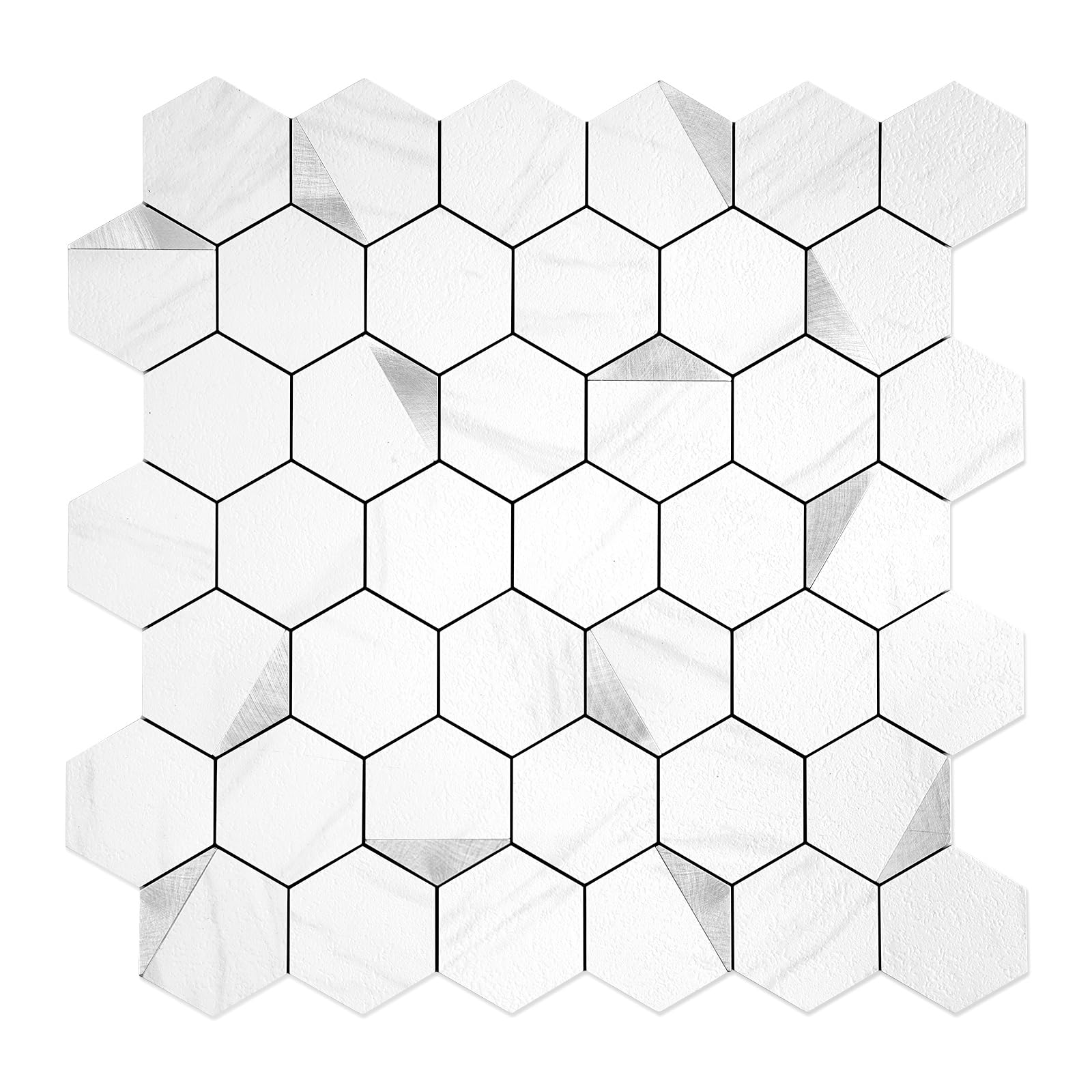 Photo 1 of OYASIMI 1-Sheet Hexagonal Peel and Stick Backsplash, Jazz White Kitchen Backsplash Wall Tiles, Stone Surface Waterproof Stick on Tile for Bathroom, RV, Fireplace