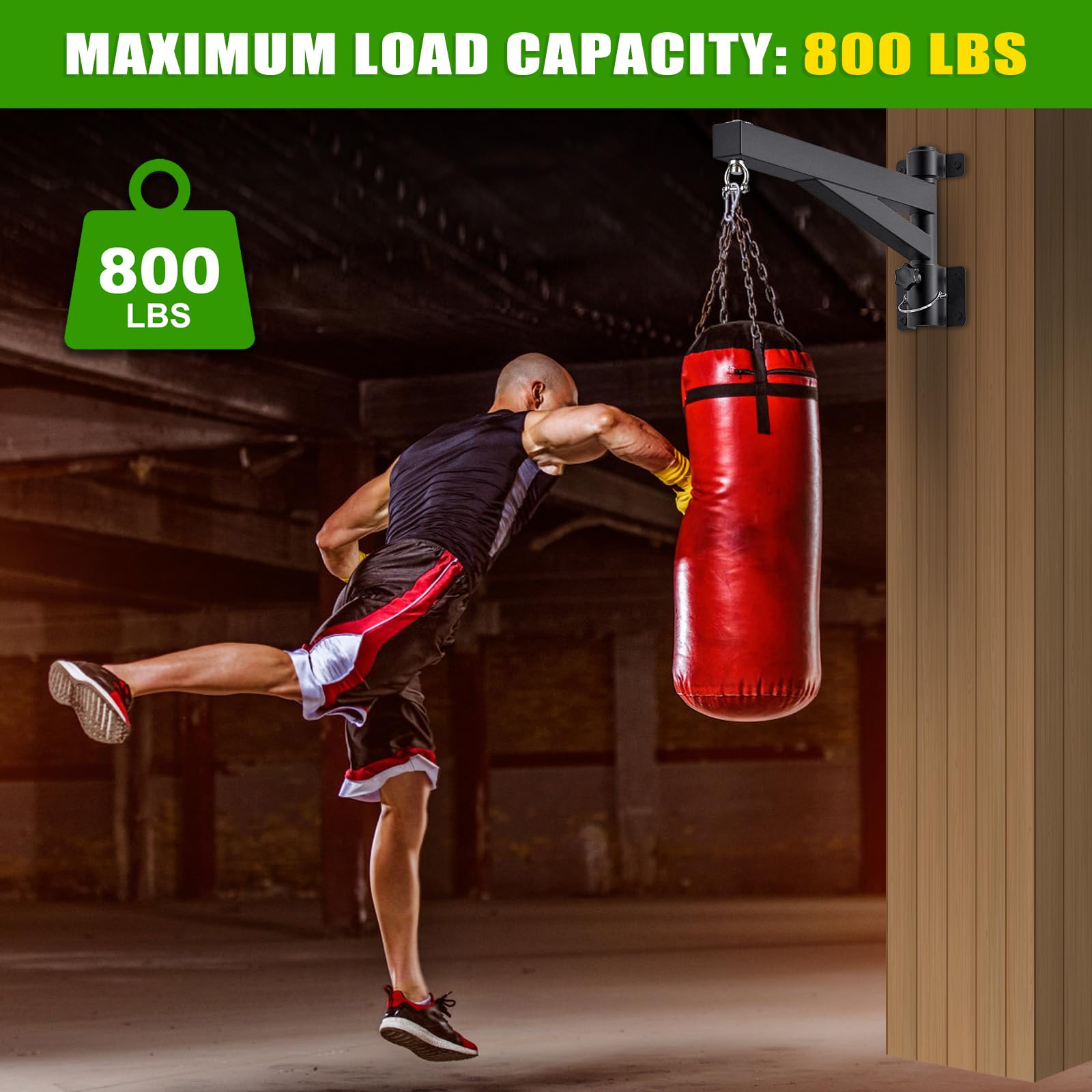 Condition photo showing New/Like New for kipika heavy bag hanger wall mount punching, rotatable heavy duty boxing bag bracket for home gym in